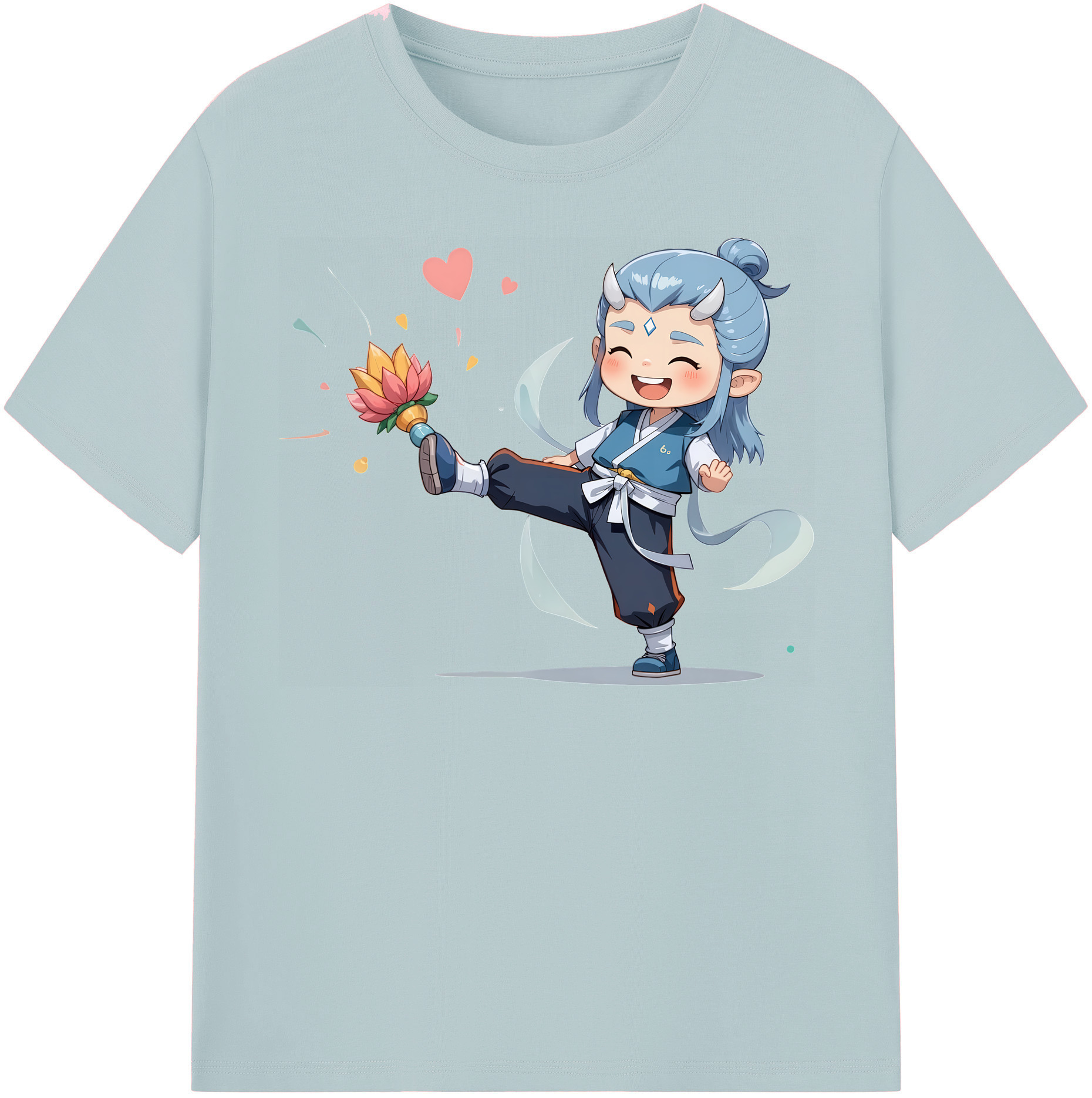 （画像用） Ne Zha 2 ナタ 魔童の大暴れ 綿100％半袖Tシャツ（フロントプリント）